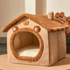Foldable Pet Cave House – Washable Bear Bed for Cats & Small Dogs