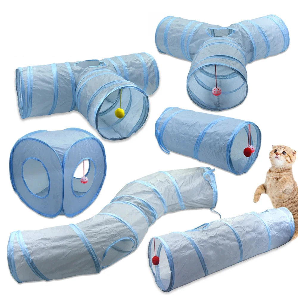 Foldable Cat Tunnel Toy – Scratch-Resistant Pop-Up Tube with Peek Holes