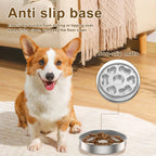 Stainless Steel Slow Feeder Dog Bowl – Anti-Choke, Non-Slip, Dishwasher Safe