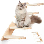 Wooden Cat Climbing Shelves – Sisal-Covered Wall-Mounted Set