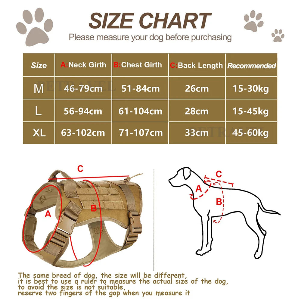 Tactical No-Pull Dog Harness – Adjustable Military Vest for Training