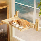 Foldable Cat Window Perch – No-Drill Suction Hammock with Wood Frame