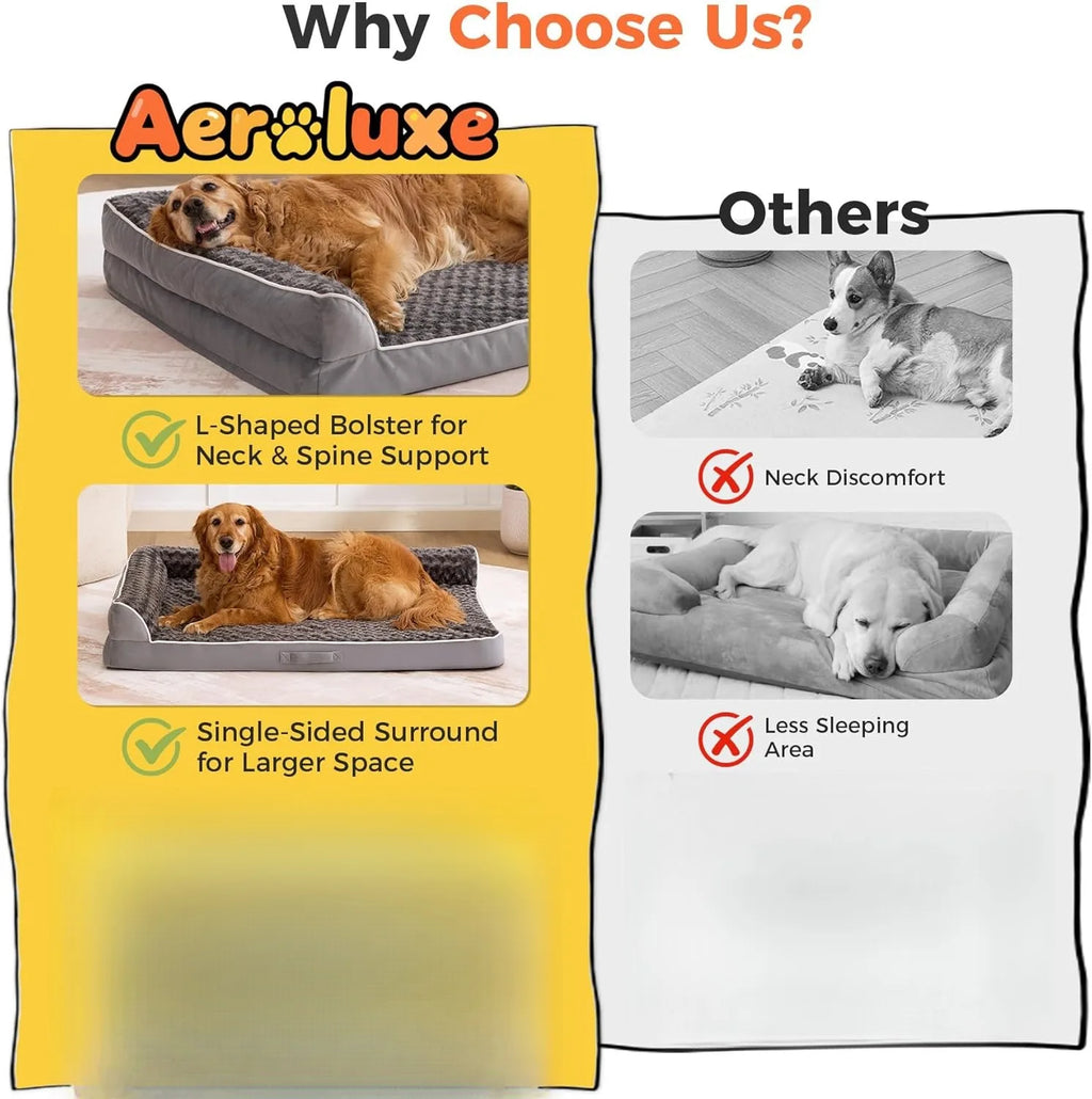 Orthopedic Memory Foam Dog Bed – Washable Cover, Non-Slip Base