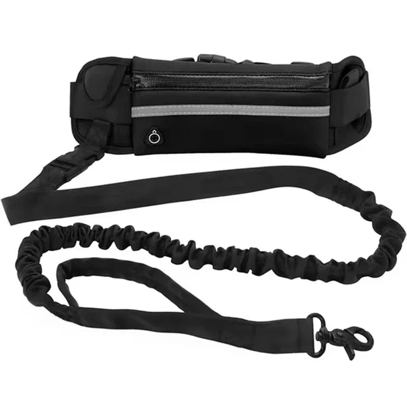 Hands-Free Dog Running Leash – Reflective Bungee Belt with Waist Bag