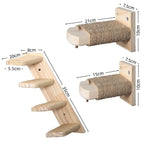 Wooden Cat Climbing Shelves – Sisal-Covered Wall-Mounted Set