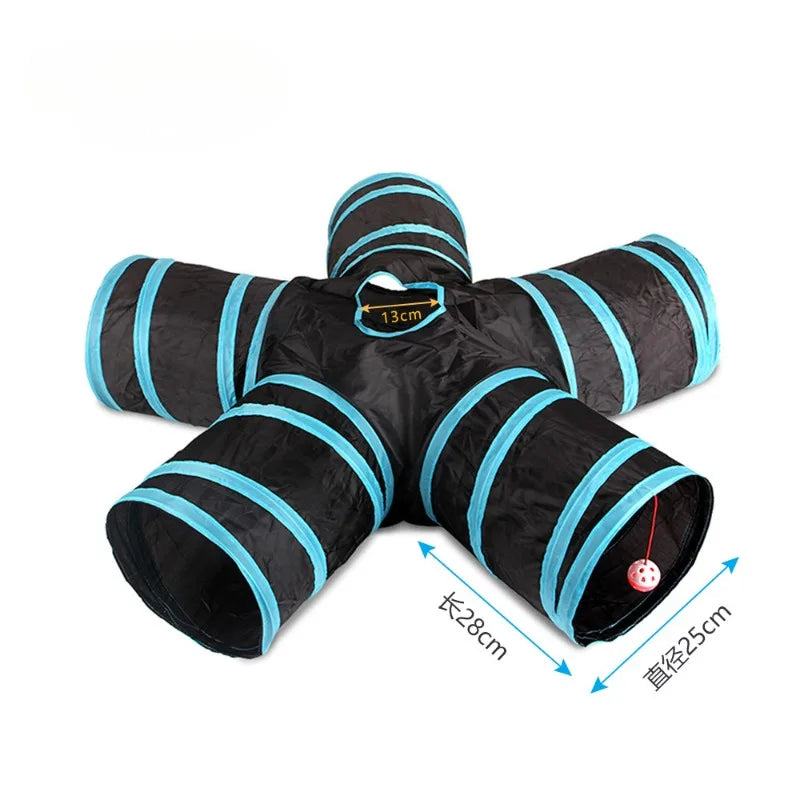 Pop-Up Cat Tunnel Playhouse – Foldable Multi-Way Tube for Indoor Cats