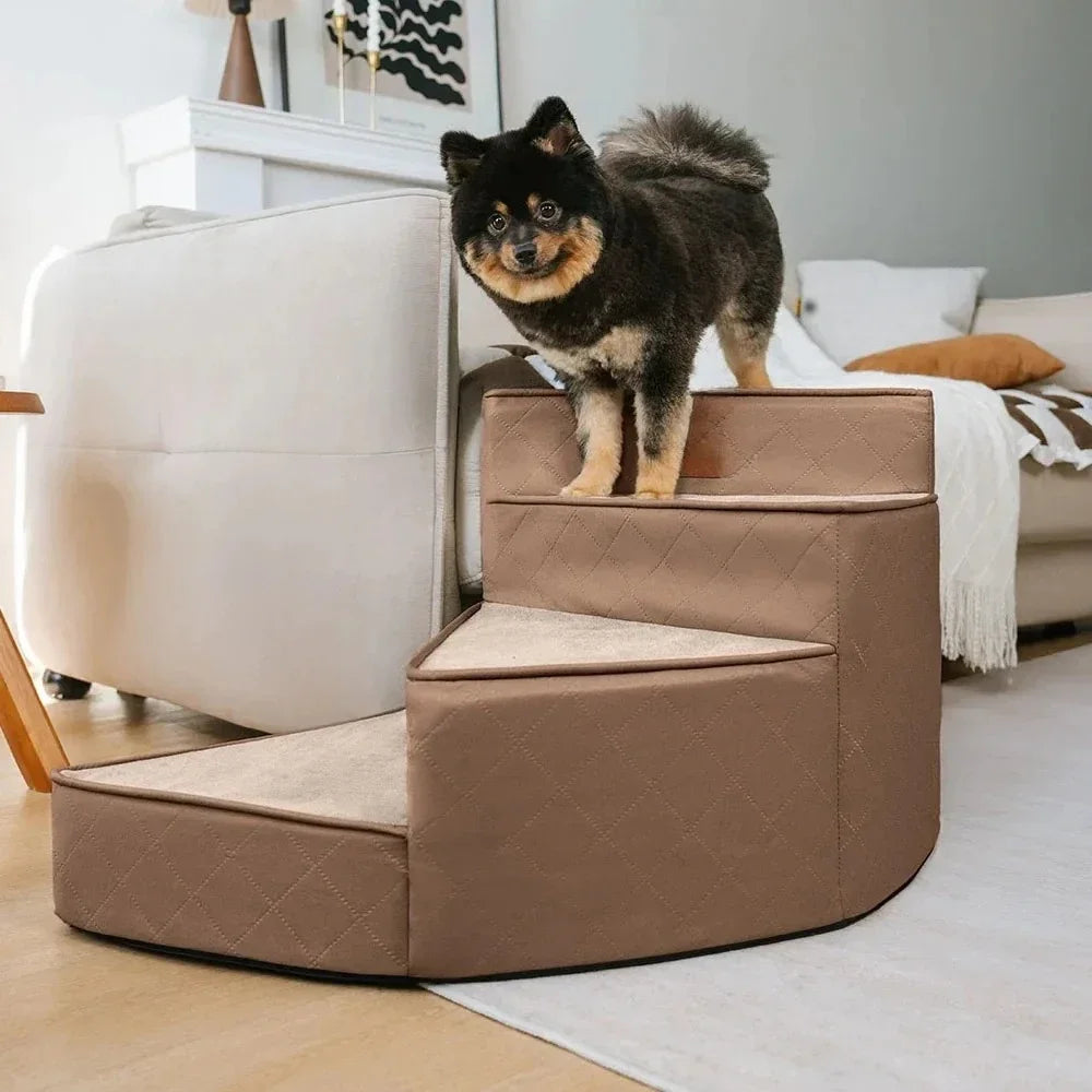 Spiral Foam Dog Stairs – Non-Slip Steps with Washable Cover
