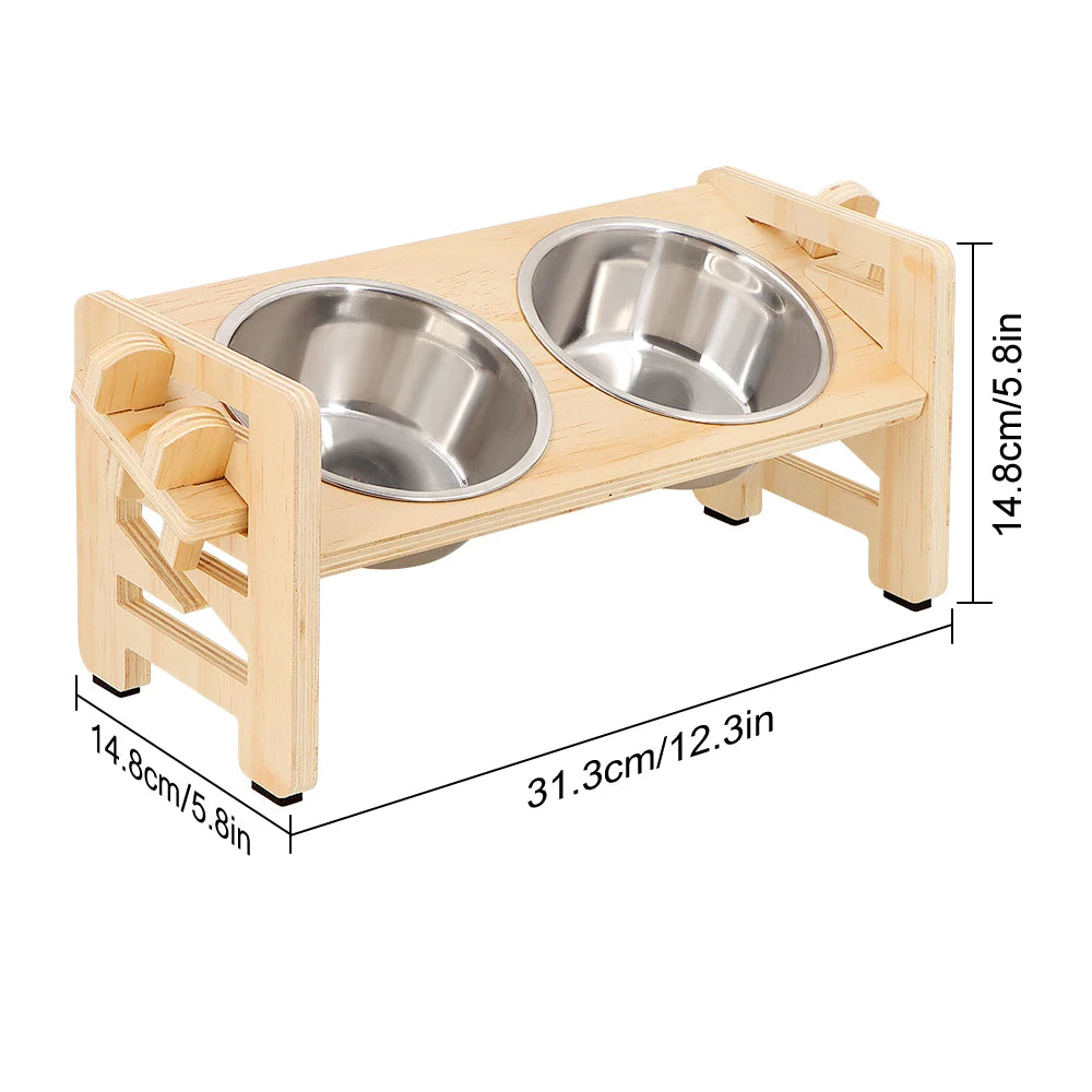 Tilted Elevated Puppy & Cat Bowls – 6-Height Adjustable Feeder Stand