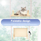 Foldable Cat Window Perch – No-Drill Suction Hammock with Wood Frame