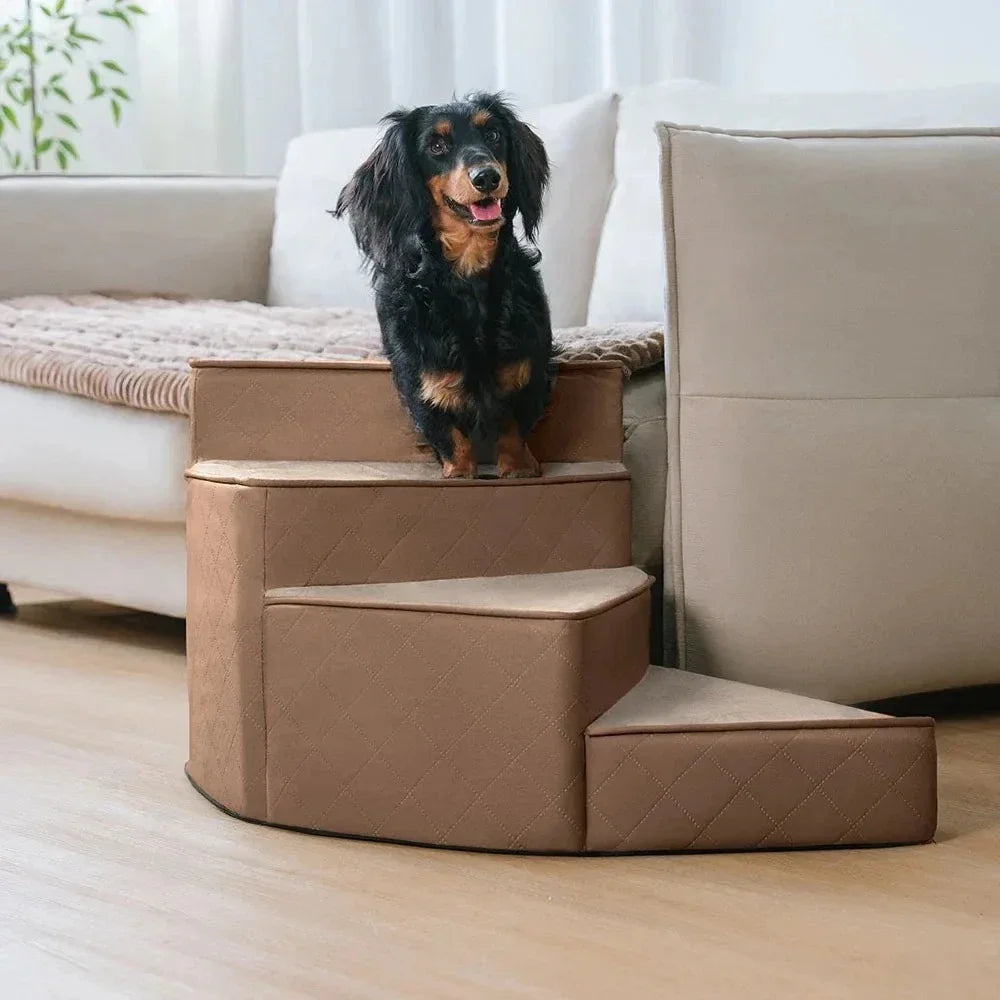 Spiral Foam Dog Stairs – Non-Slip Steps with Washable Cover