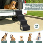 4-Step Foldable Dog Stairs & Ramp – Non-Slip, 80kg Capacity