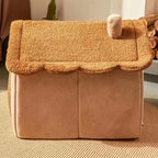 Foldable Pet Cave House – Washable Bear Bed for Cats & Small Dogs