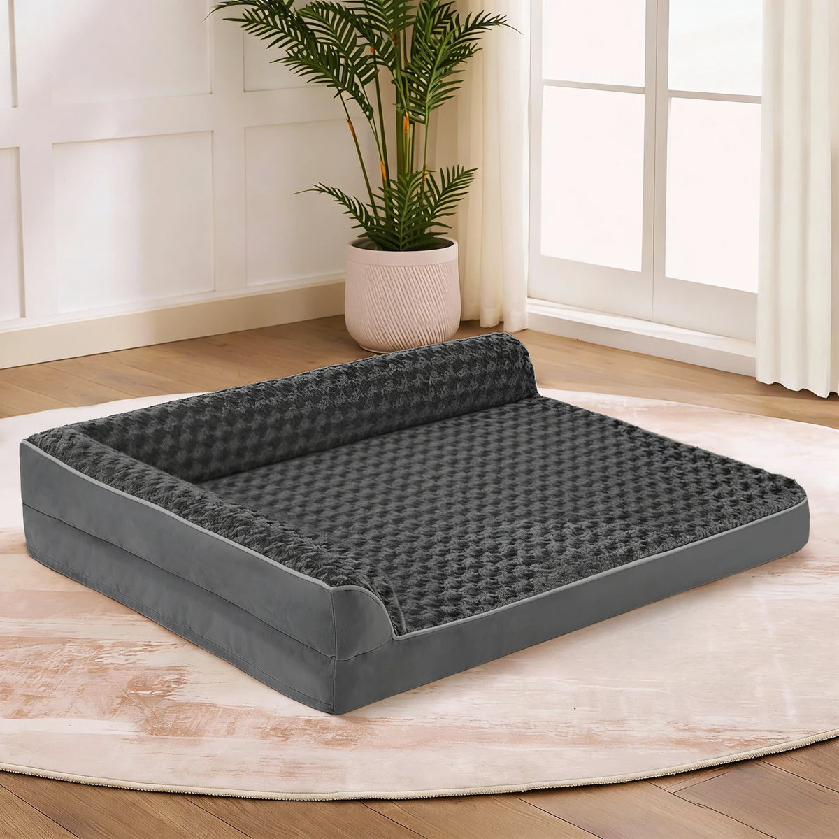 Orthopedic Memory Foam Dog Bed – Washable Cover, Non-Slip Base