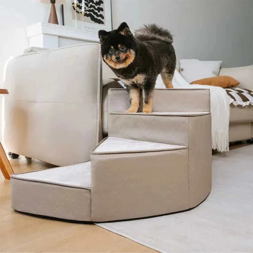 Spiral Foam Dog Stairs – Non-Slip Steps with Washable Cover