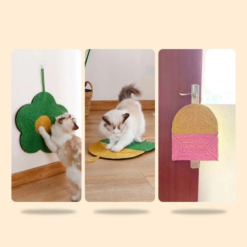 Sisal Cat Scratcher Board – Flower & Orange Shape Claw Pad