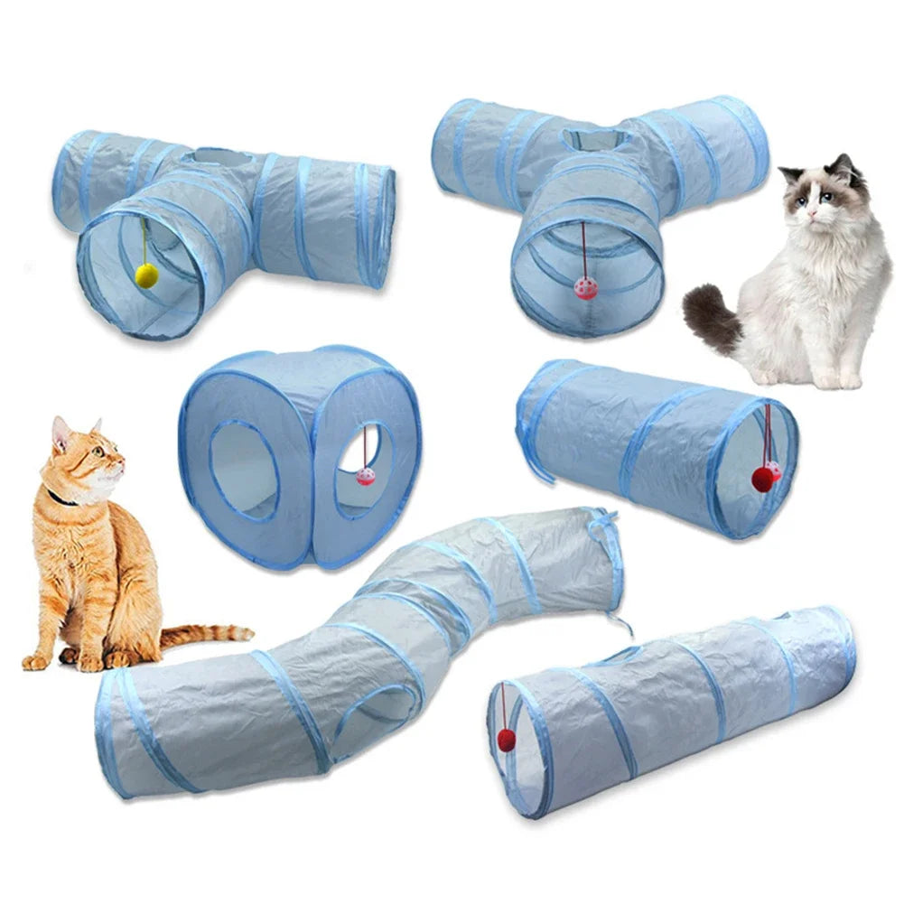 Foldable Cat Tunnel Toy – Scratch-Resistant Pop-Up Tube with Peek Holes