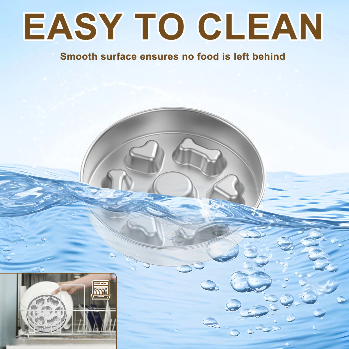 Stainless Steel Slow Feeder Dog Bowl – Anti-Choke, Non-Slip, Dishwasher Safe