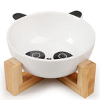 Ceramic Raised Pet Bowl – No-Spill Cartoon Dish for Cats & Small Dogs