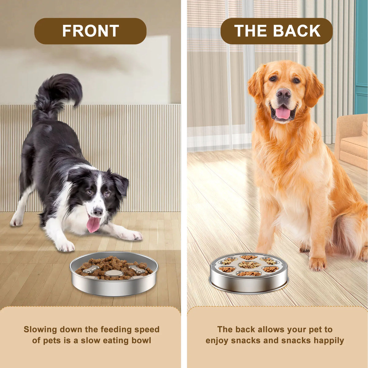 Stainless Steel Slow Feeder Dog Bowl – Anti-Choke, Non-Slip, Dishwasher Safe