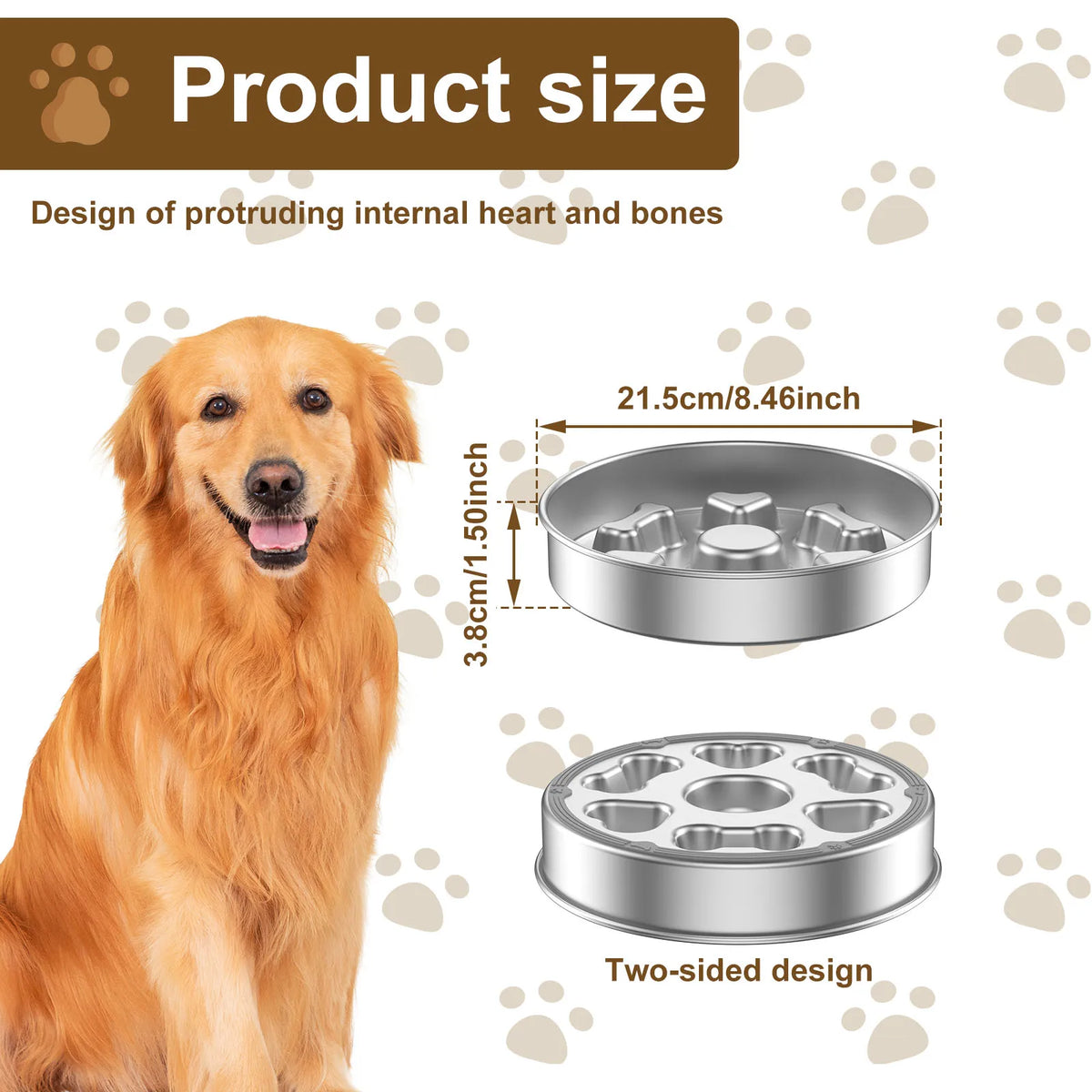Stainless Steel Slow Feeder Dog Bowl – Anti-Choke, Non-Slip, Dishwasher Safe
