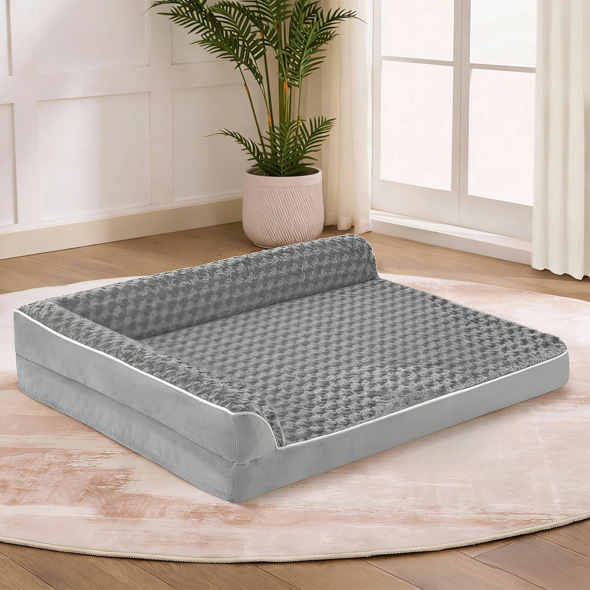 Orthopedic Memory Foam Dog Bed – Washable Cover, Non-Slip Base