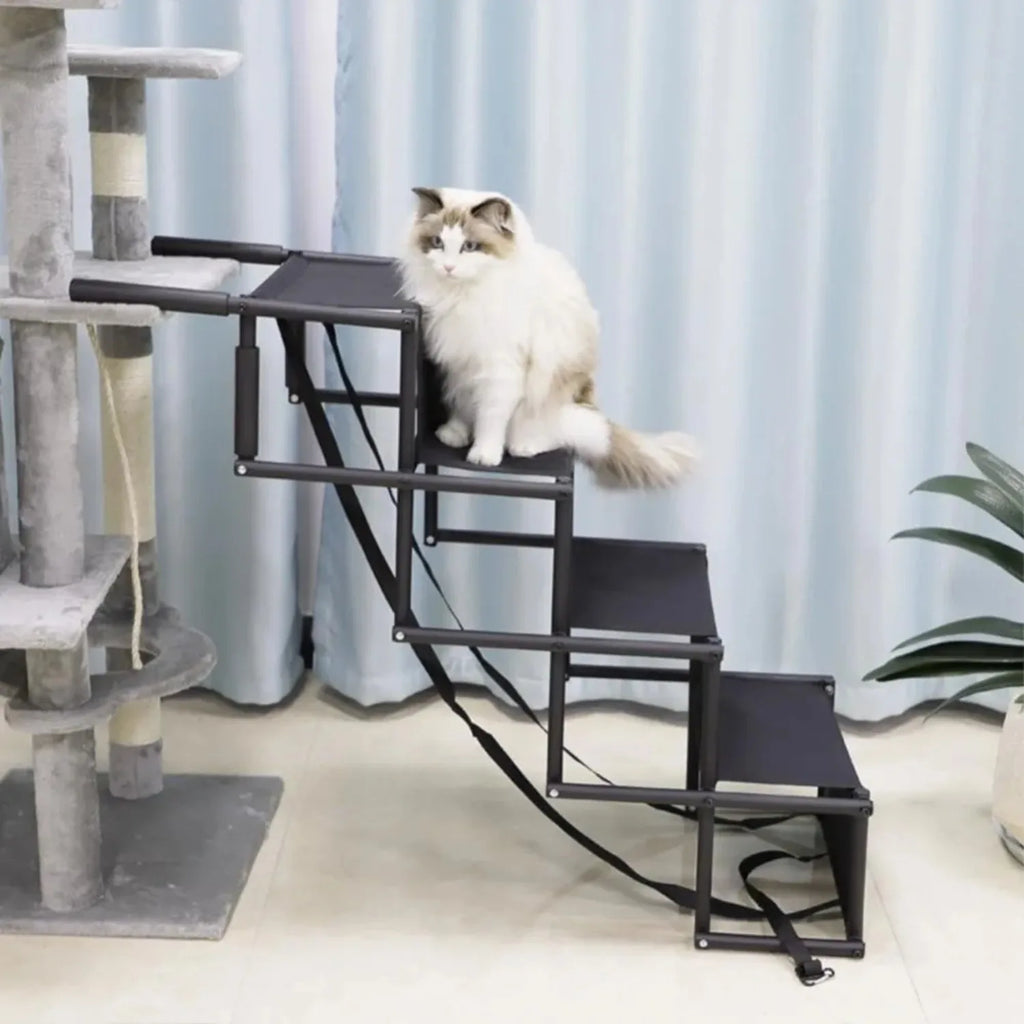 4-Step Foldable Dog Stairs & Ramp – Non-Slip, 80kg Capacity