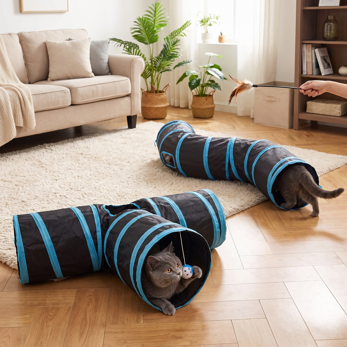 Blue Black Cat Tunnel Play Tube
