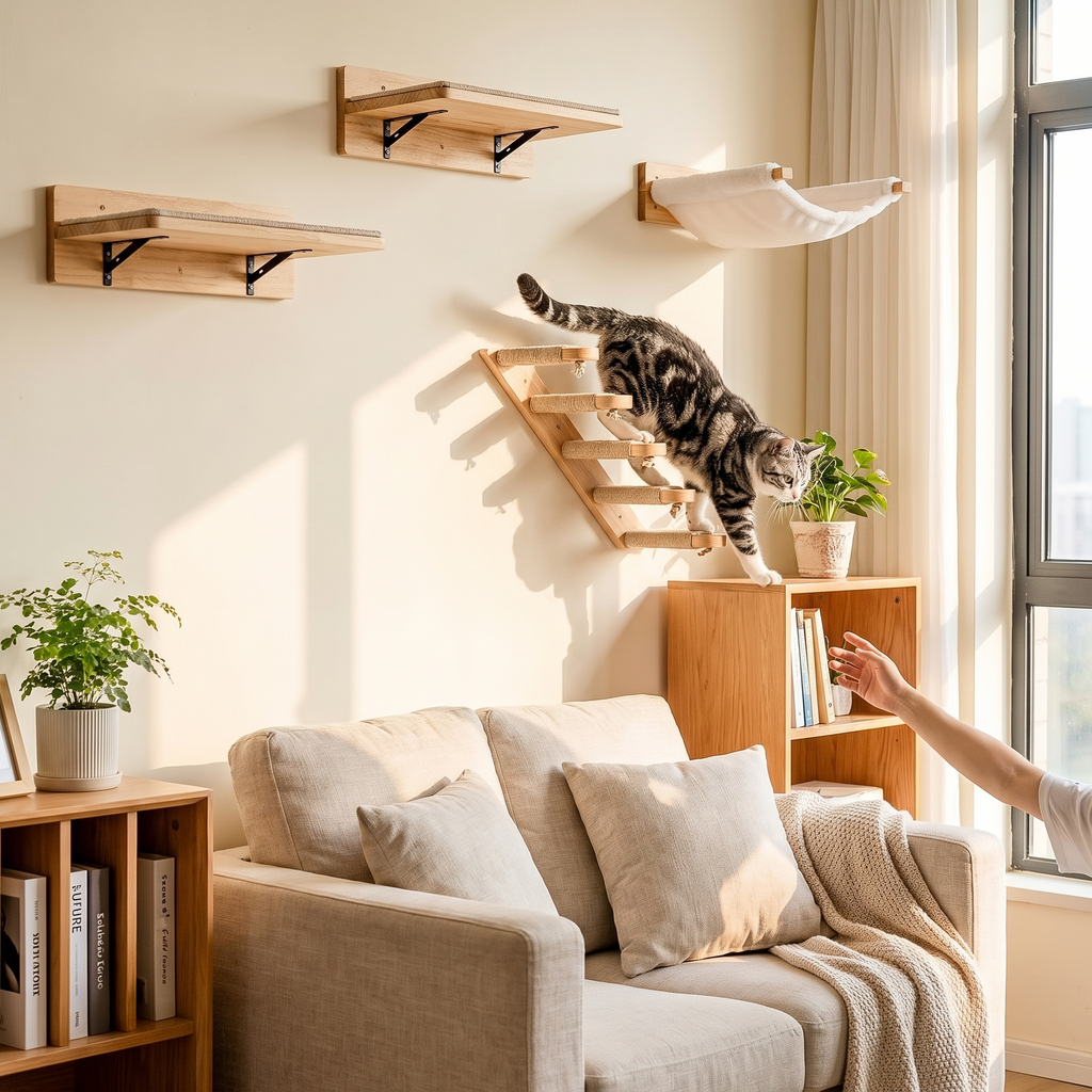 Wooden Wall Mounted Cat Climbing Shelves