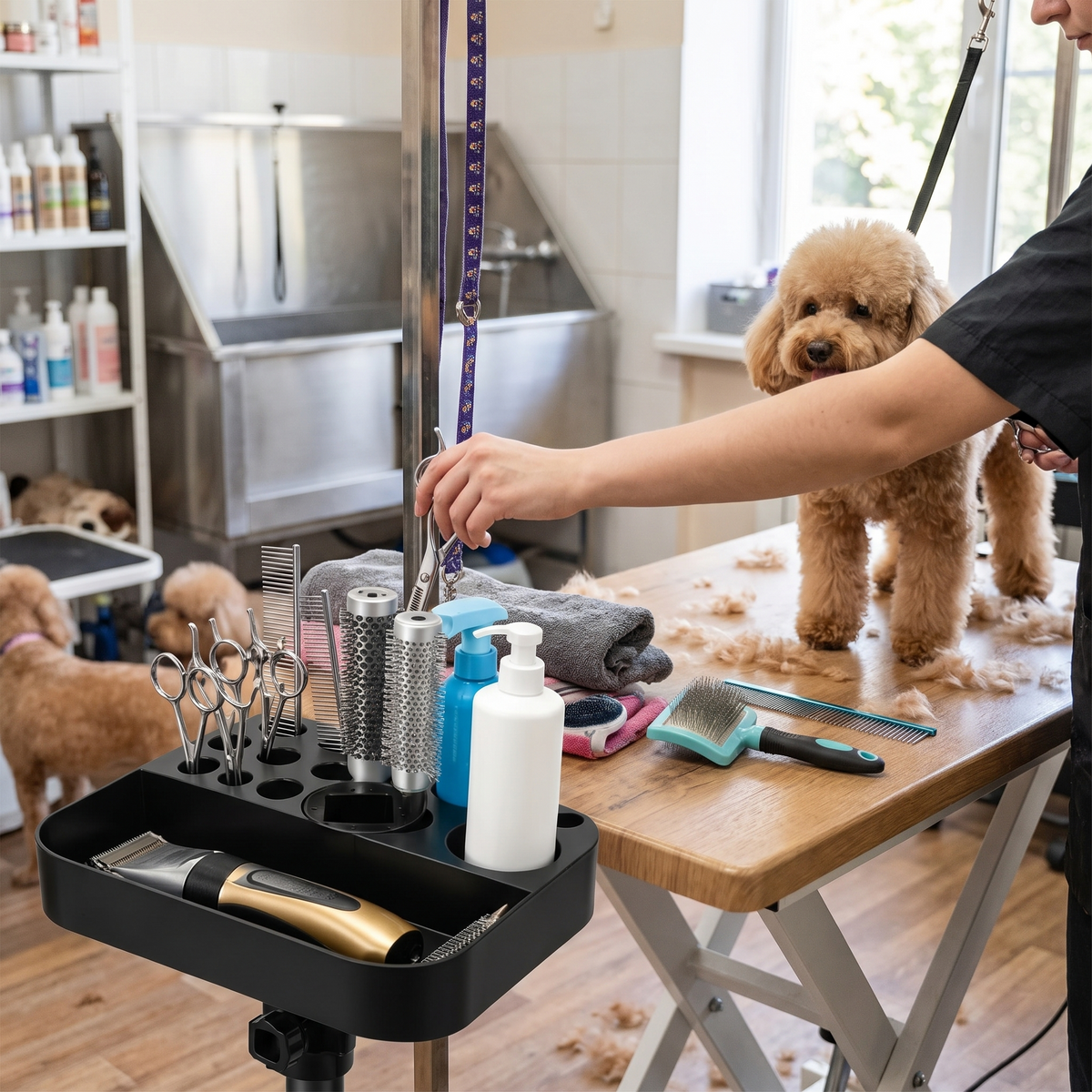 Pet Grooming Tool Storage Box with Bracket