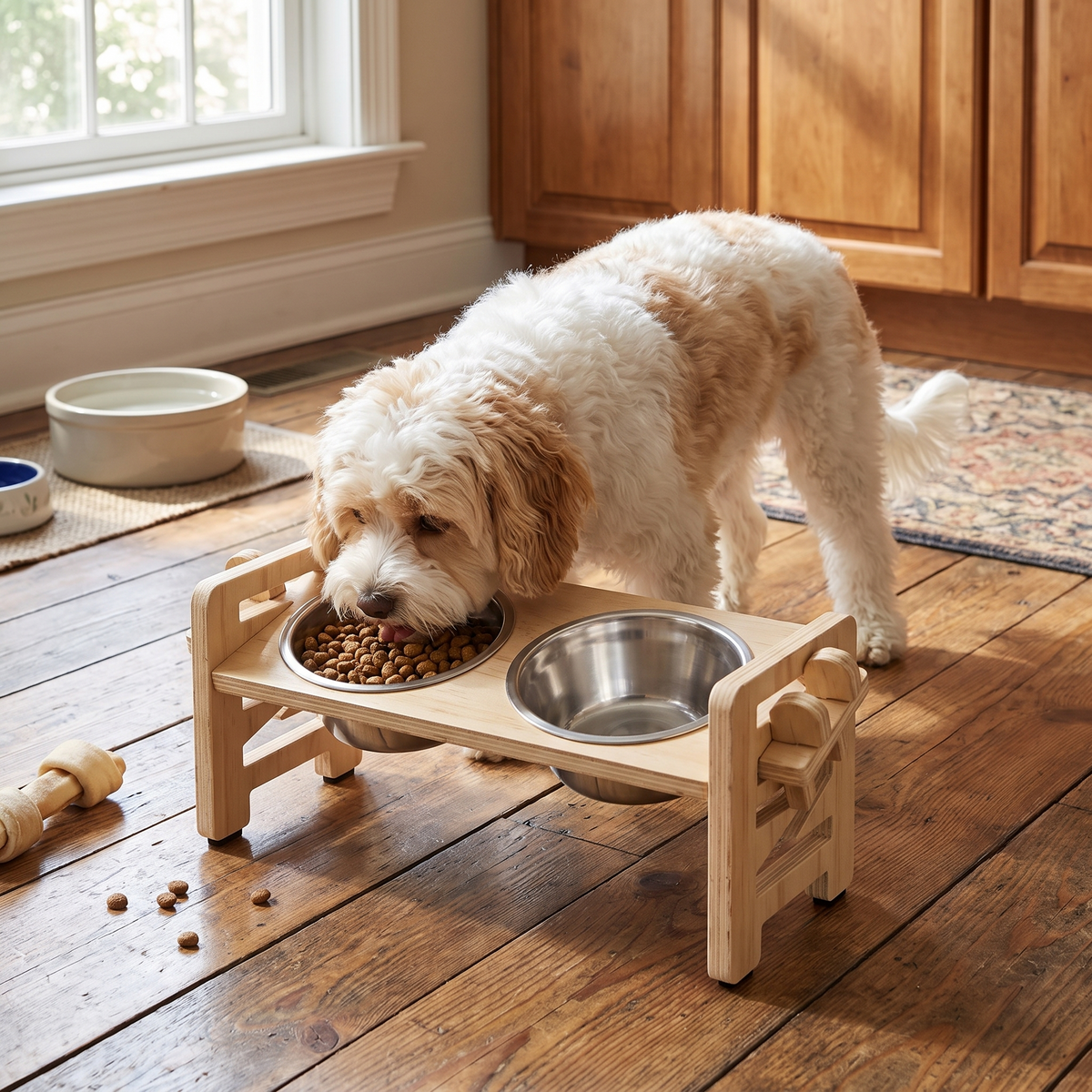 Elevated Tilted Puppy Cat Bowl Feeder Stand