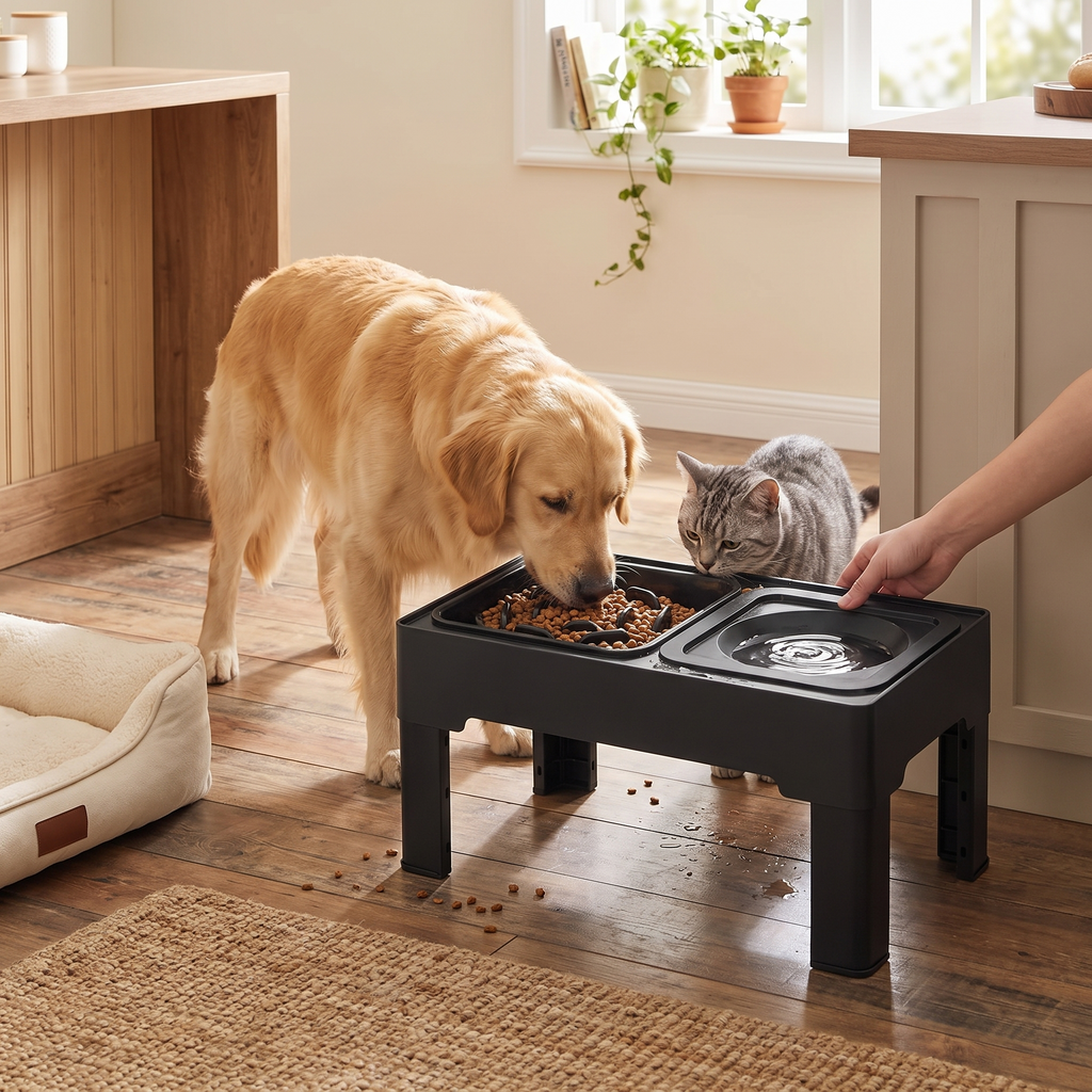 Elevated Double Slow Feeder Dog Bowl Stand
