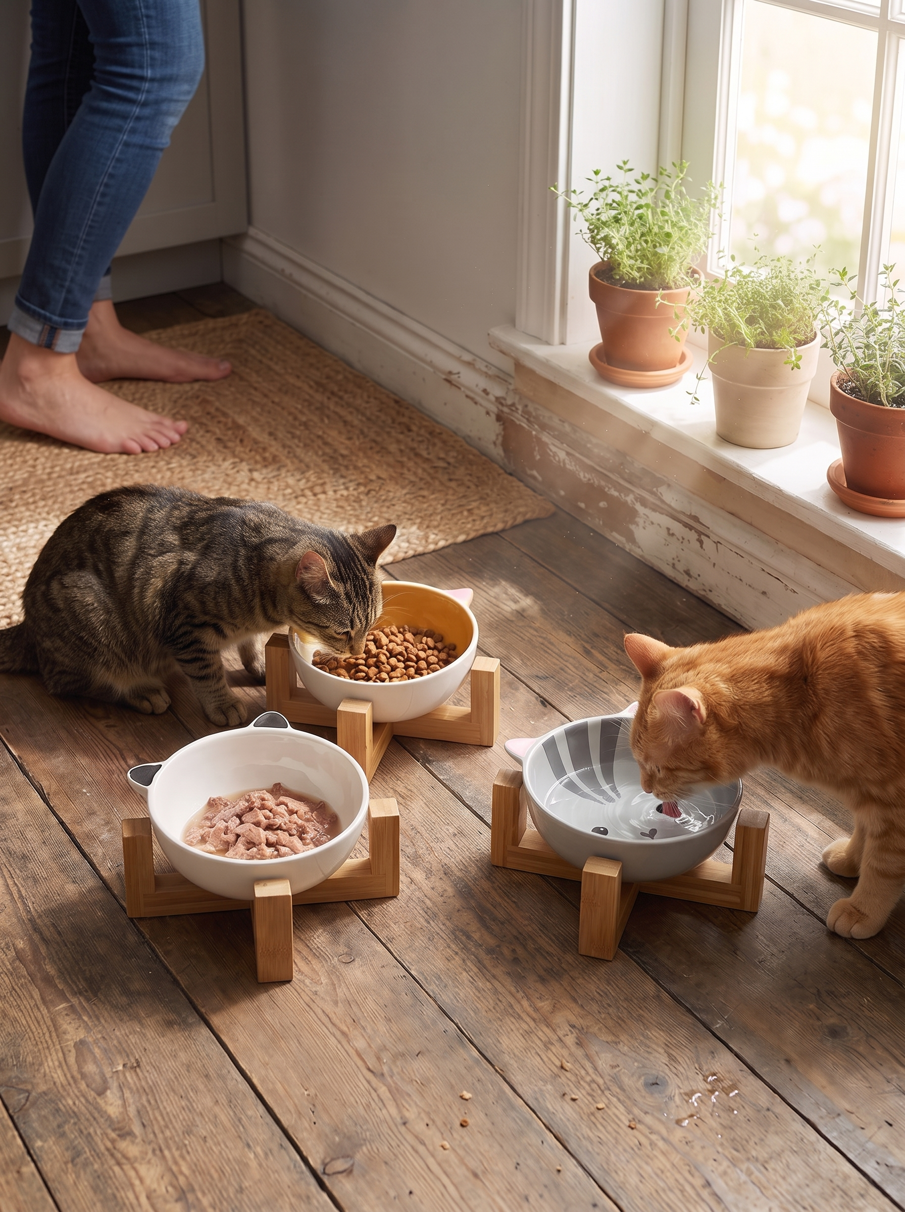 Heavy ceramic pet bowl staying still on the floor